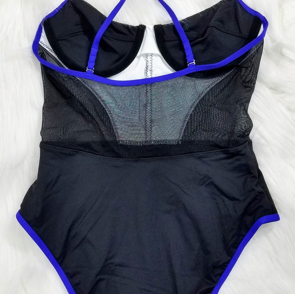 Women's Black and White One-Piece Swimsuit - Picture 6 of 8